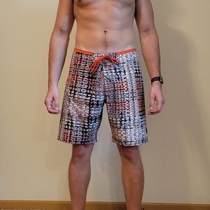 Mens Prana Orange Tan Swim Trunks